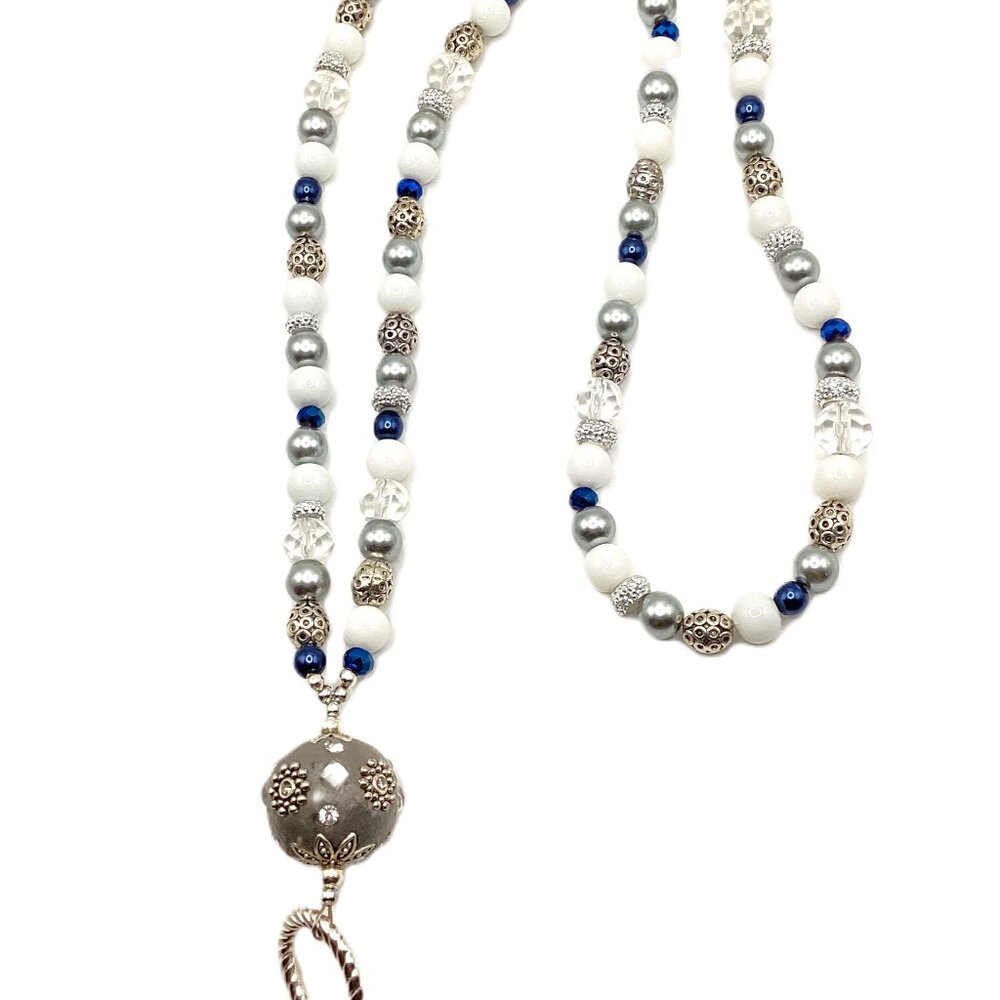 White Gray Navy Blue, Eyeglass Sunglass Chain Holder Necklace, Loop